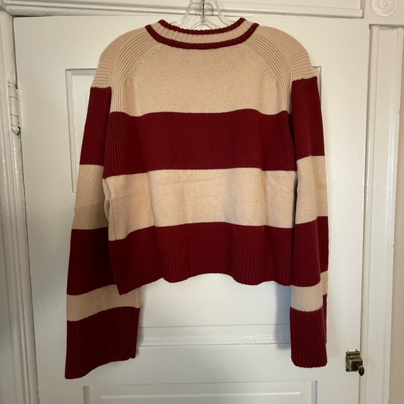 J. Crew Red and Cream Wide-Strip Crewneck Sweater - Picture 3 of 4